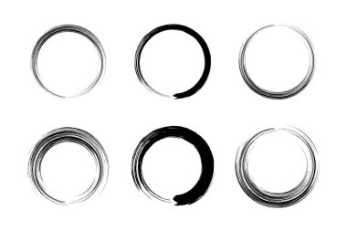 Soyut çember yuvarlak grunge şekli fırça darbesi piktogram sembolü görsel illüstrasyon