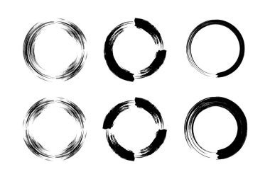 Soyut çember yuvarlak grunge şekli fırça darbesi piktogram sembolü görsel illüstrasyon