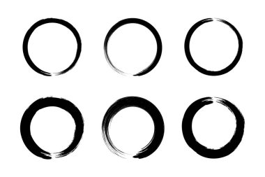 Soyut çember yuvarlak grunge şekli fırça darbesi piktogram sembolü görsel illüstrasyon