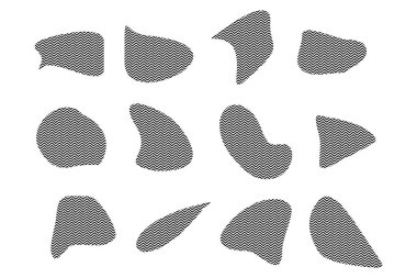 Zig Zag Stripes piktogram sembolü ile Blobs Akışkan Şekiller
