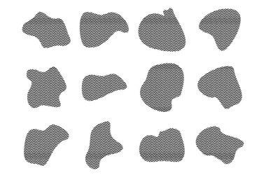 Zig Zag Stripes piktogram sembolü ile Blobs Akışkan Şekiller