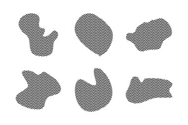 Zig Zag Stripes piktogram sembolü ile Blobs Akışkan Şekiller