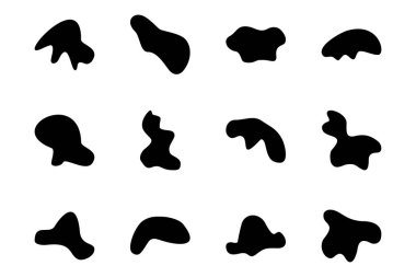 Soyut Blobs sıvı ve akışkan şekilli pictogram sembolü görsel illüstrasyon ayarla