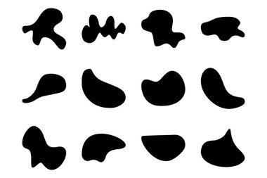 Soyut Blobs sıvı ve akışkan şekilli pictogram sembolü görsel illüstrasyon ayarla