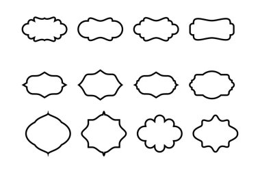 Etiket Çerçeve Şekli Çizgisi resim çizimi görsel illüstrasyonunu ayarla