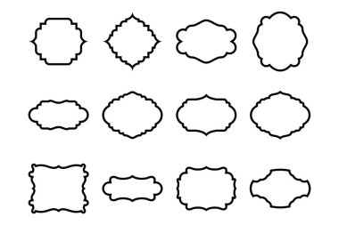 Etiket Çerçeve Şekli Çizgisi resim çizimi görsel illüstrasyonunu ayarla