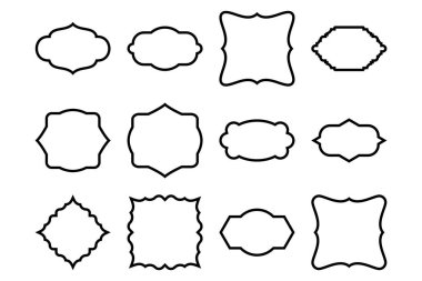 Etiket Çerçeve Şekli Çizgisi resim çizimi görsel illüstrasyonunu ayarla