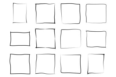 El Çizimi Çerçeve Kare Çift İnce Çizgi resim çizimi sembolü Görsel illüstrasyon Ayarla