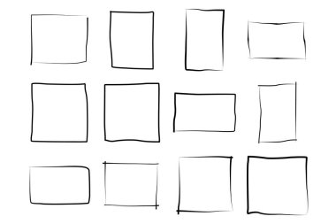 El Çizimi Çerçeve Kare Çift İnce Çizgi resim çizimi sembolü Görsel illüstrasyon Ayarla