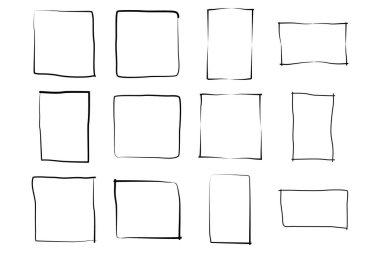 El Çizimi Çerçeve Kare Çift İnce Çizgi resim çizimi sembolü Görsel illüstrasyon Ayarla