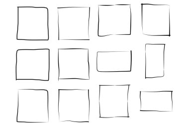 El Çizimi Çerçeve Kare Çift İnce Çizgi resim çizimi sembolü Görsel illüstrasyon Ayarla