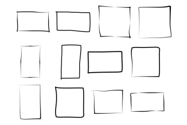 El Çizimi Çerçeve Kare Çift İnce Çizgi resim çizimi sembolü Görsel illüstrasyon Ayarla