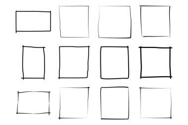 El Çizimi Çerçeve Kare Çift İnce Çizgi resim çizimi sembolü Görsel illüstrasyon Ayarla