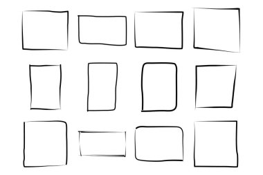 El Çizimi Çerçeve Kare Çift İnce Çizgi resim çizimi sembolü Görsel illüstrasyon Ayarla