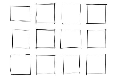 El Çizimi Çerçeve Kare Çift İnce Çizgi resim çizimi sembolü Görsel illüstrasyon Ayarla