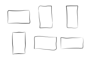 El Çizimi Çerçeve Kare Çift İnce Çizgi resim çizimi sembolü Görsel illüstrasyon Ayarla