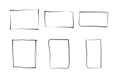 El Çizimi Çerçeve Kare Çift İnce Çizgi resim çizimi sembolü Görsel illüstrasyon Ayarla