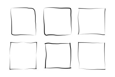 El Çizimi Çerçeve Kare Çift İnce Çizgi resim çizimi sembolü Görsel illüstrasyon Ayarla