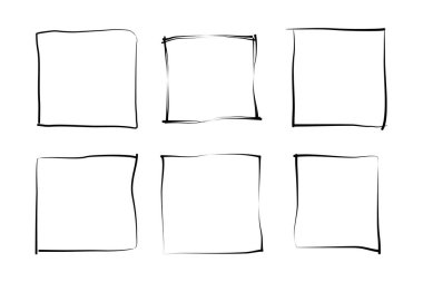 El Çizimi Çerçeve Kare Çift İnce Çizgi resim çizimi sembolü Görsel illüstrasyon Ayarla