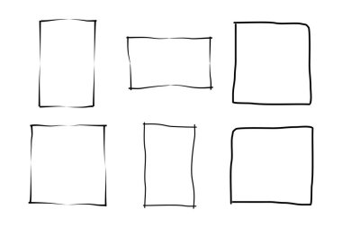 El Çizimi Çerçeve Kare Çift İnce Çizgi resim çizimi sembolü Görsel illüstrasyon Ayarla