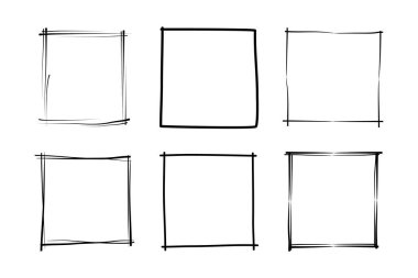 El Çizimi Çerçeve Kare Çift İnce Çizgi resim çizimi sembolü Görsel illüstrasyon Ayarla