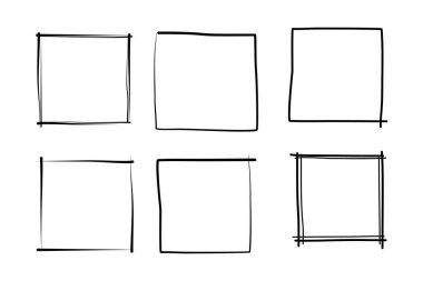 El Çizimi Çerçeve Kare Çift İnce Çizgi resim çizimi sembolü Görsel illüstrasyon Ayarla