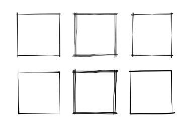 El Çizimi Çerçeve Kare Çift İnce Çizgi resim çizimi sembolü Görsel illüstrasyon Ayarla