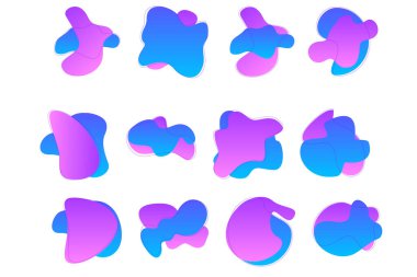 Damlacıklar Soyut Akışkan Şekiller Renk Grafiği İnce Çizgili piktogram sembolü ile görsel illüstrasyon