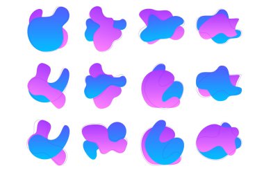 Damlacıklar Soyut Akışkan Şekiller Renk Grafiği İnce Çizgili piktogram sembolü ile görsel illüstrasyon