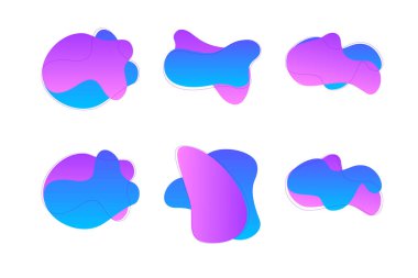 Damlacıklar Soyut Akışkan Şekiller Renk Grafiği İnce Çizgili piktogram sembolü ile görsel illüstrasyon