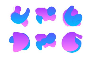 Damlacıklar Soyut Akışkan Şekiller Renk Grafiği İnce Çizgili piktogram sembolü ile görsel illüstrasyon