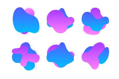 Damlacıklar Soyut Akışkan Şekiller Renk Grafiği İnce Çizgili piktogram sembolü ile görsel illüstrasyon