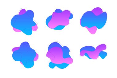 Damlacıklar Soyut Akışkan Şekiller Renk Grafiği İnce Çizgili piktogram sembolü ile görsel illüstrasyon