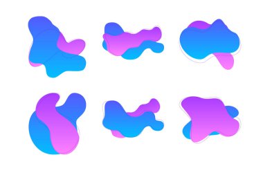 Damlacıklar Soyut Akışkan Şekiller Renk Grafiği İnce Çizgili piktogram sembolü ile görsel illüstrasyon