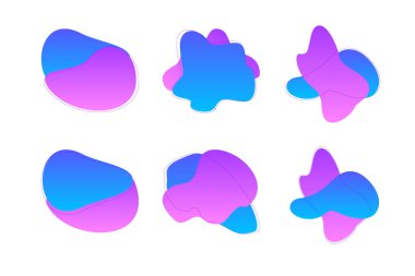 Damlacıklar Soyut Akışkan Şekiller Renk Grafiği İnce Çizgili piktogram sembolü ile görsel illüstrasyon