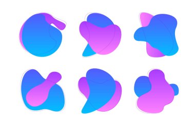 Damlacıklar Soyut Akışkan Şekiller Renk Grafiği İnce Çizgili piktogram sembolü ile görsel illüstrasyon