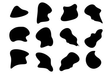 Soyut Akışkan Şekil Soyut siyah şekiller Sıvı şekil elementleri Rastgele sıvı şekiller.