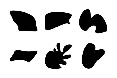 Soyut Akışkan Şekil Soyut siyah şekiller Sıvı şekil elementleri Rastgele sıvı şekiller.