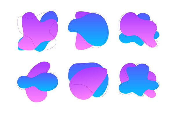 Blobs Abstract Fluid Shapes Color Gradient With Thin Line pictogram symbol visual illustration Set