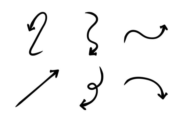 Abstract Arrow Direction Shape Curved Line Pictogram Symbol Visual Illustration Set