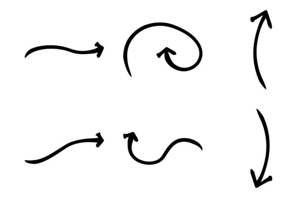 Abstract Arrow Direction Shape Curved Line Pictogram Symbol Visual Illustration Set