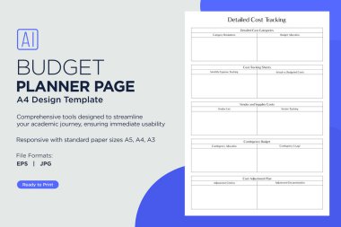 Budget Planner Pages and Planner Sheets Design Template for daily, weekly, monthly and annually Budget organizing routines and personal goals clipart