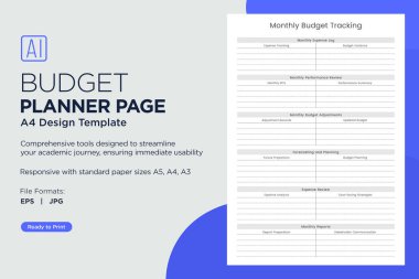 Budget Planner Pages and Planner Sheets Design Template for daily, weekly, monthly and annually Budget organizing routines and personal goals clipart