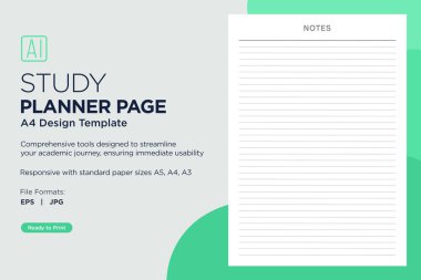 Study Planning Page Planner Sheet Design Template for Organizing Study Sessions, Goals, Timelines, Assignments, Exams, and Progress Tracking for Effective Learning and Academic Success clipart