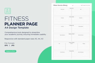 Fitness Planning Sheets for Daily, Weekly, and Monthly Workout Routines, Goal Tracking, Progress Monitoring, Exercise Log, Nutrition Plans, and Healthy Lifestyle Easy Printable Templates clipart