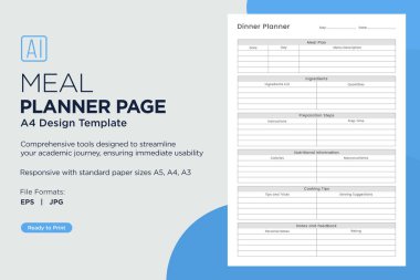 Haftalık, Aylık ve Günlük Yemek Hazırlama, Bakkal Listesi Organizasyonu, Beslenme İzleme ve Sağlıklı Yeme Hedefleri İçin Kapsamlı Yemek Planlama Sayfaları, Kolay Basılabilir Şablonlar