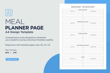 Haftalık, Aylık ve Günlük Yemek Hazırlama, Bakkal Listesi Organizasyonu, Beslenme İzleme ve Sağlıklı Yeme Hedefleri İçin Kapsamlı Yemek Planlama Sayfaları, Kolay Basılabilir Şablonlar