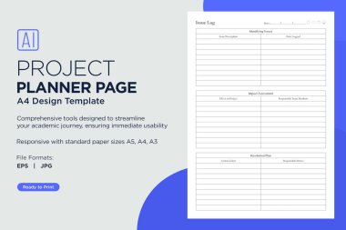 Project Planner Pages Daily, Weekly, and Monthly Planning Sheets for Effective Task Management, Deadlines and Team Coordination Planner Sheet Design Template  clipart