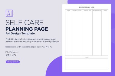 Self Care Planner Pages Daily, Weekly, and Monthly Wellness Planning Notebook for Personal Growth and Balanced Lifestyle Tracking, Planner Sheet Design Template  clipart