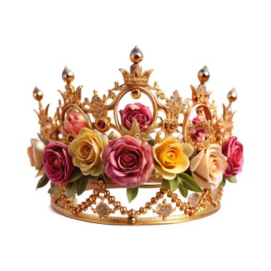 ornamental gold crown with roses and flowers clipart